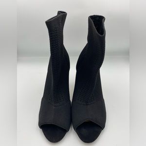Knitty Peep Open Toe Stiletto Heeled Ankle Stretch Booties Black Size 9
